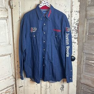 Wrangler Justin boots denim button down